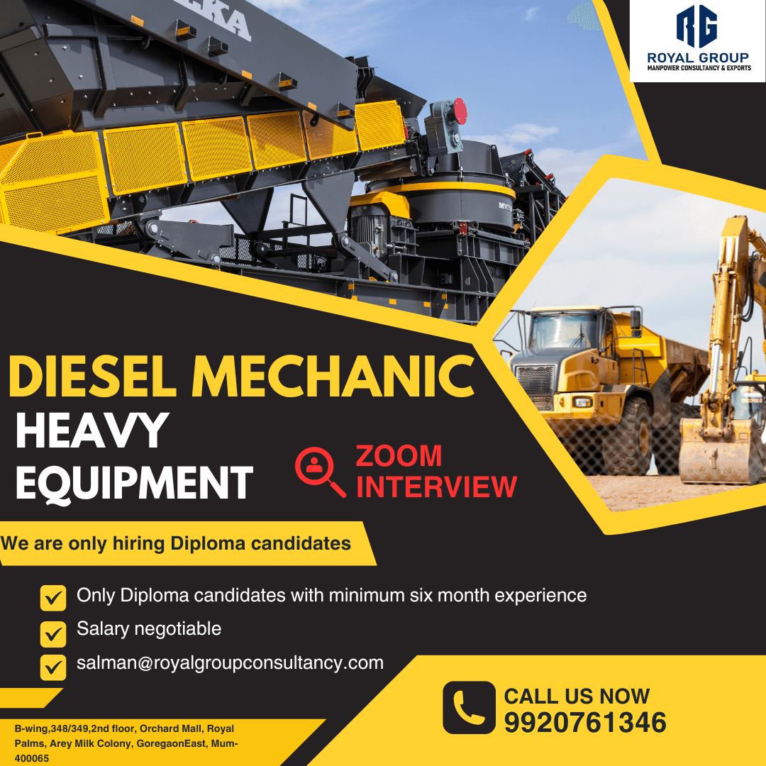 DIESEL MECHANIC HEAVY EQUIPMENT- ONLY DIPLOMA CANDIDATES