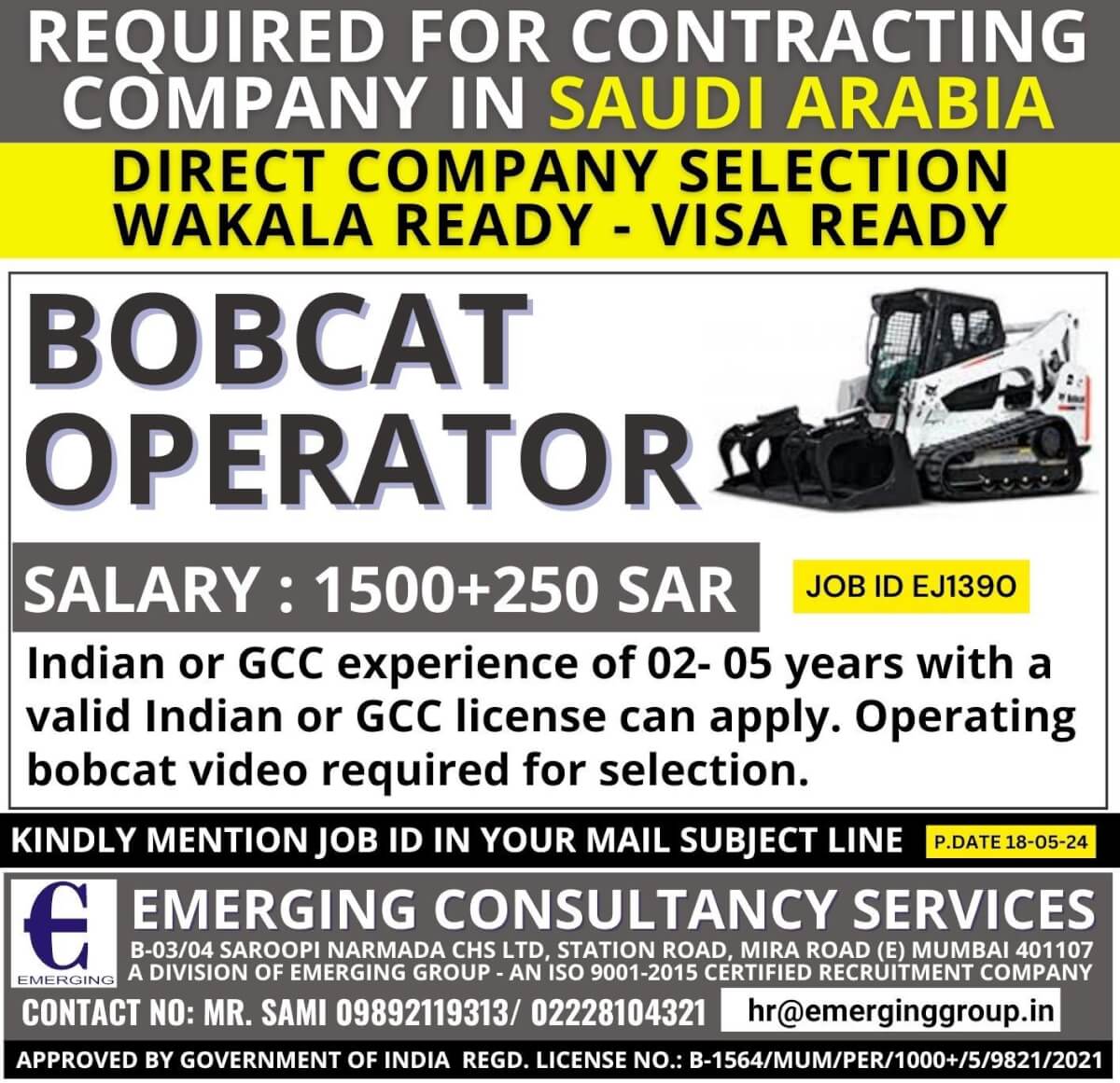 REQUIRED FOR CONTRACTING COMAPNY IN SAUDI ARABIA - WAKALA READY - VISA READY
