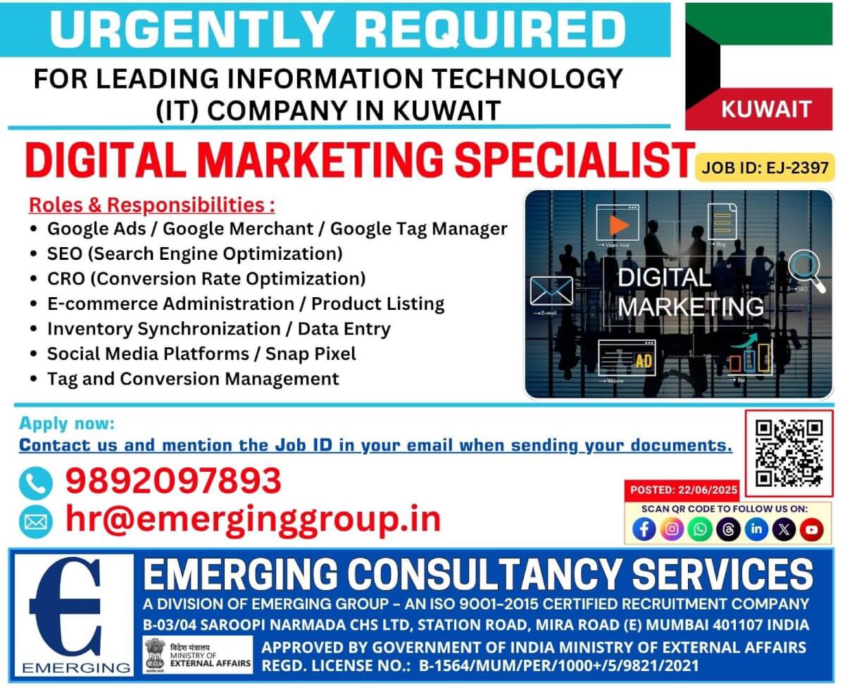 URGENTLY REQUIRED FOR A LEADING INFORMATION TECHNOLOGY (IT) COMPANY – KUWAIT URGENTLY REQUIRED FOR A LEADING INFORMATION TECHNOLOGY (IT) COMPANY – KUWAIT