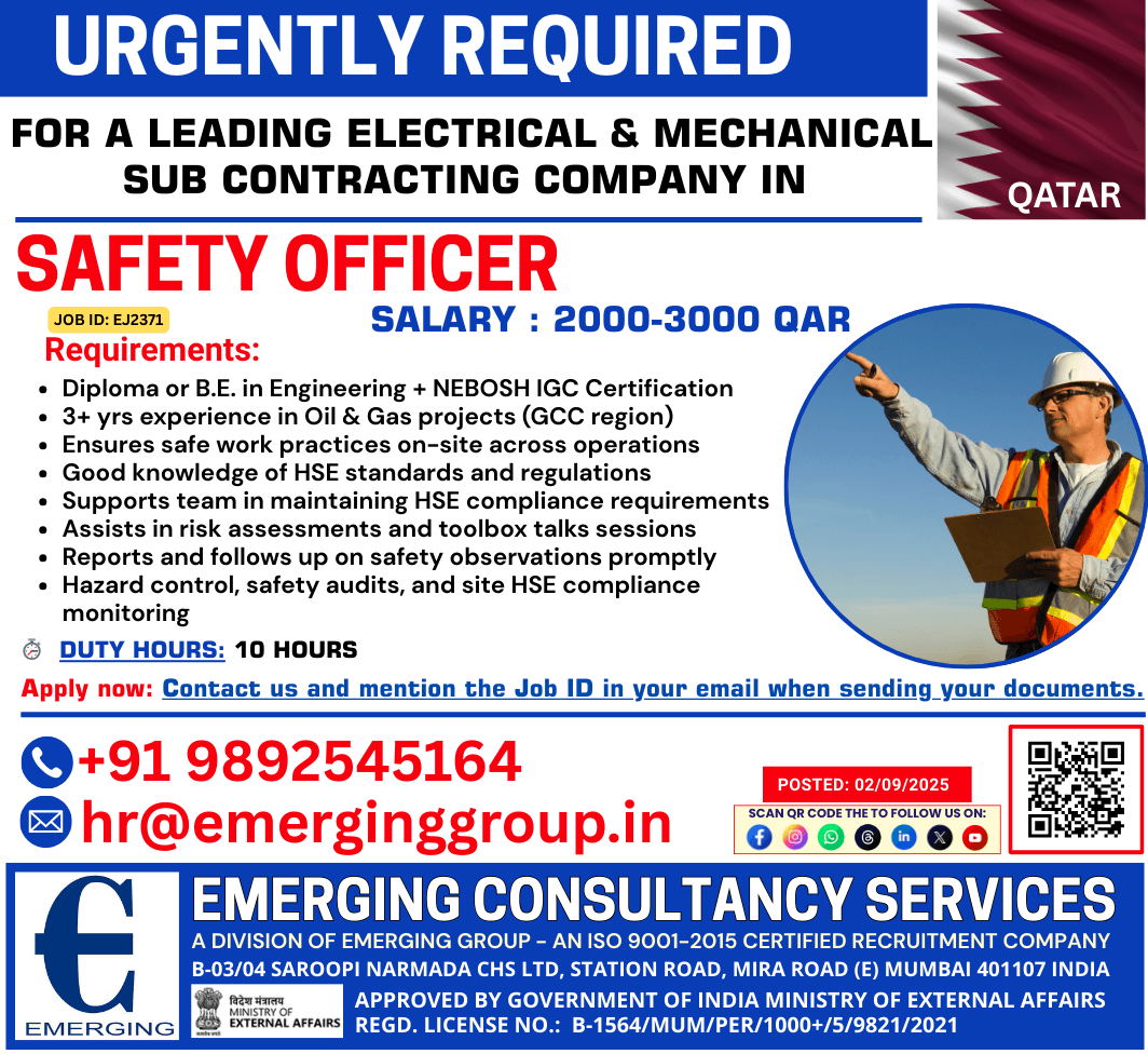 Urgently Required Safety Officer