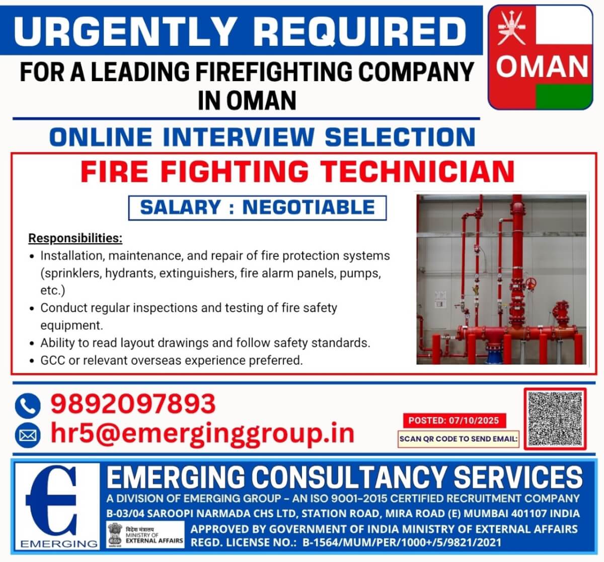 URGENTLY REQUIRED FOR A LEADING FIRE FIGHITING COMPANY IN OMAN URGENTLY REQUIRED FOR A LEADING FIRE FIGHITING COMPANY IN OMAN