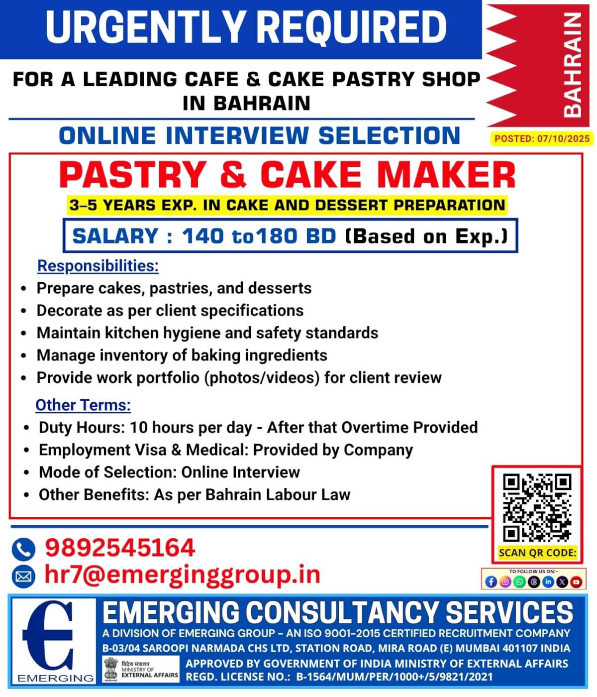 Pastry & Cake Maker – 3-5 Years Experience in Cake & Dessert Preparation Pastry & Cake Maker – 3-5 Years Experience in Cake & Dessert Preparation