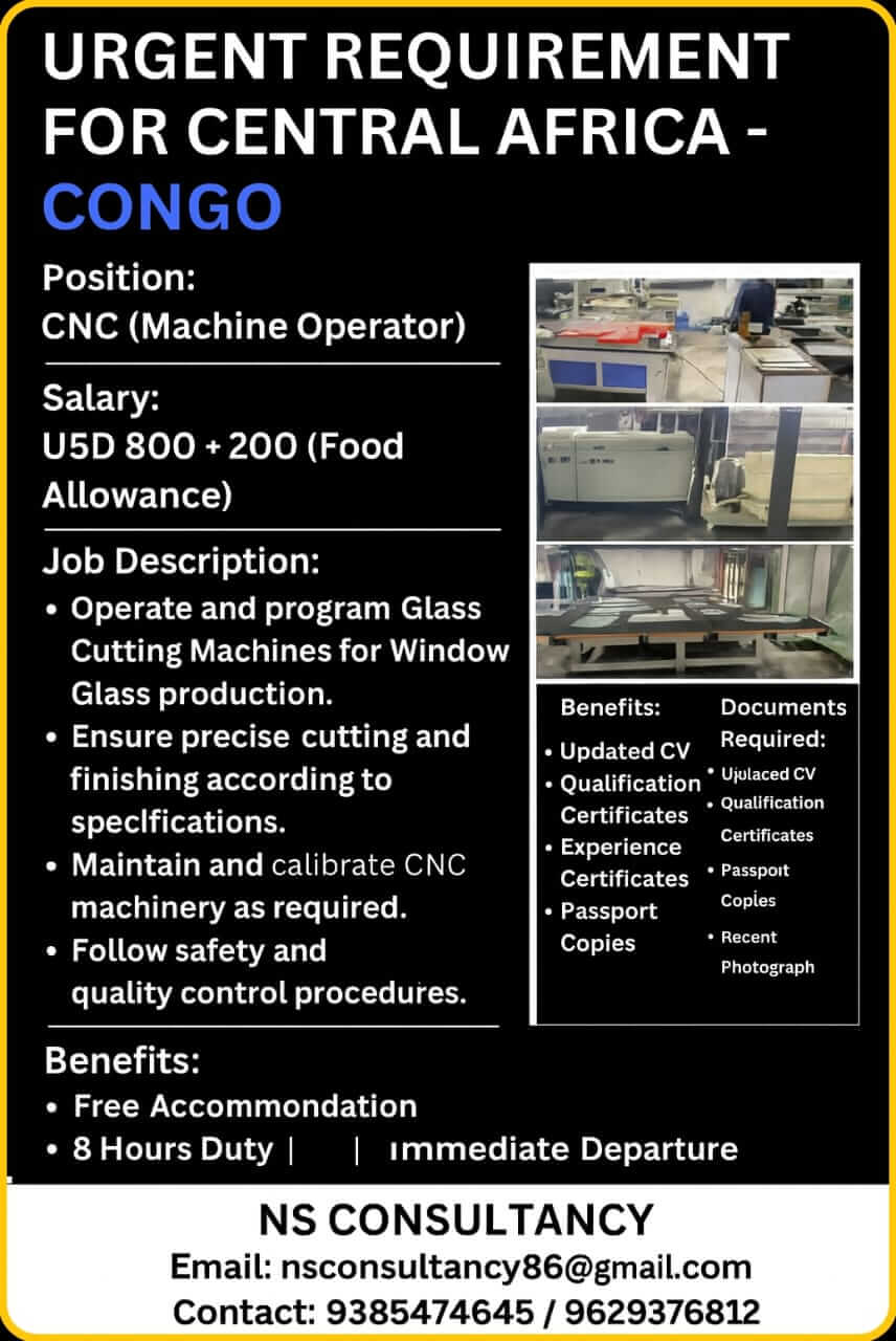 CNC GLASS MACHINE OPERATOR IN AFRICA CNC GLASS MACHINE OPERATOR IN AFRICA