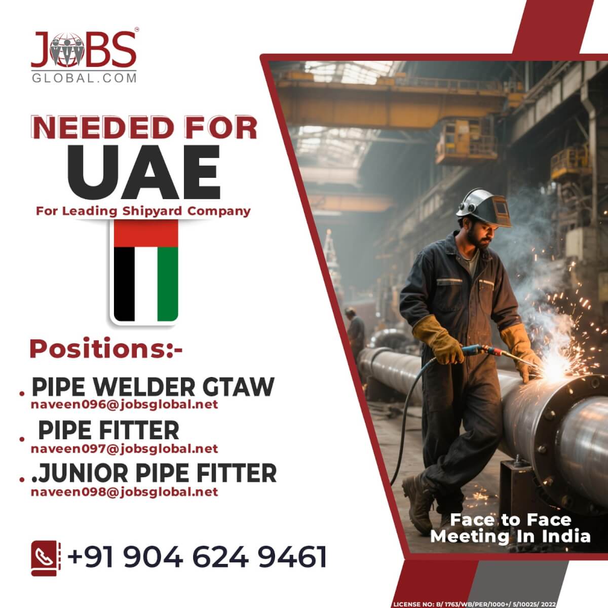 Pipe Welder (GTAW), Pipe Fitter & Jr. Pipe Fitter Pipe Welder (GTAW), Pipe Fitter & Jr. Pipe Fitter