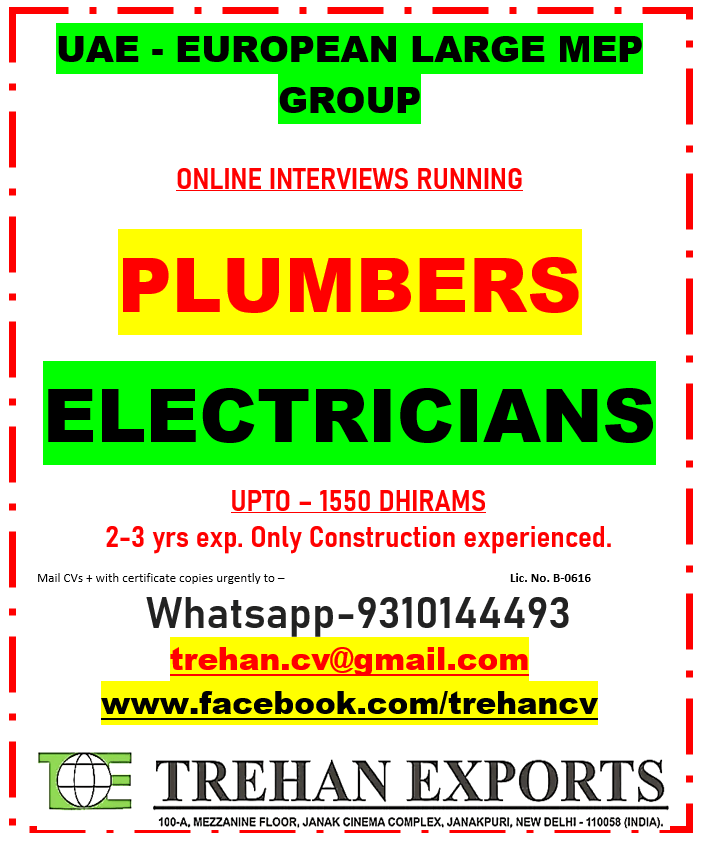 PLUMBERS - ELECTRICIANS