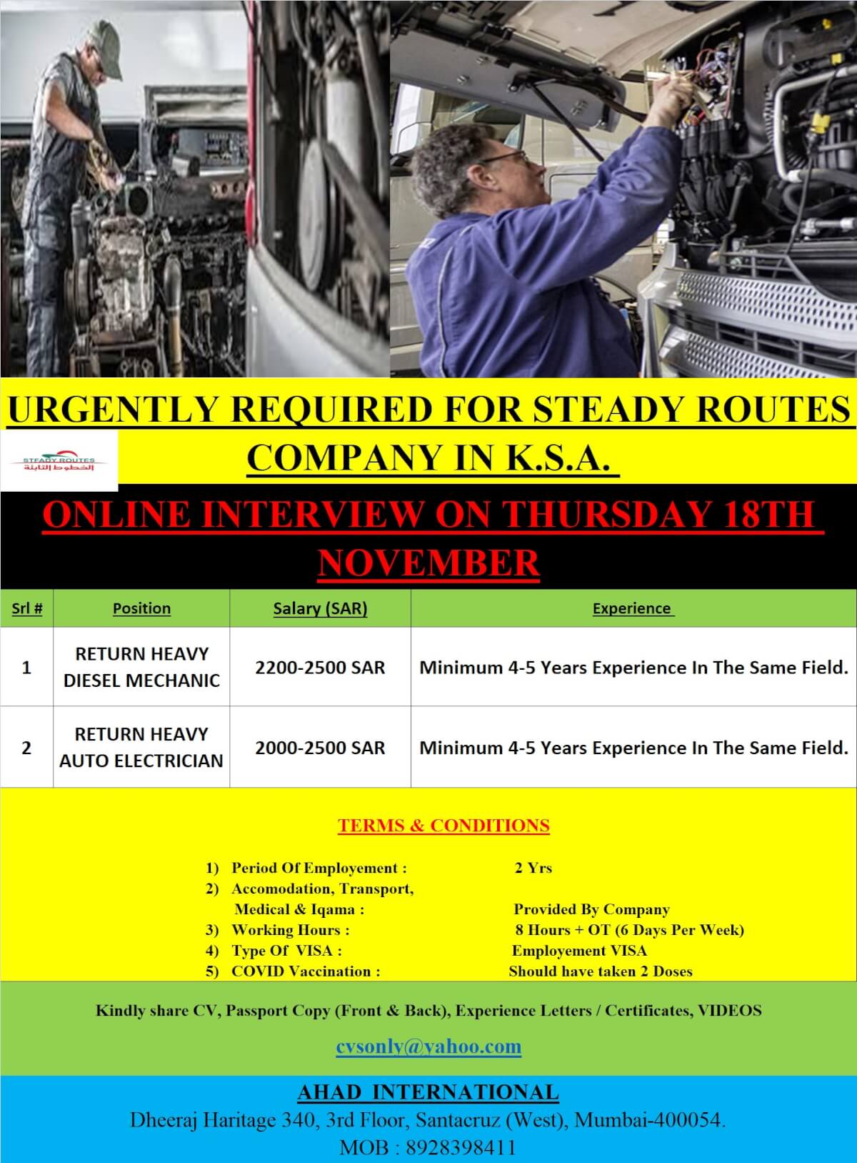 URGENTL.Y REQUIRED FOR STEADY ROUTES COMPANY IN K.S.A. URGENTL.Y REQUIRED FOR STEADY ROUTES COMPANY IN K.S.A.