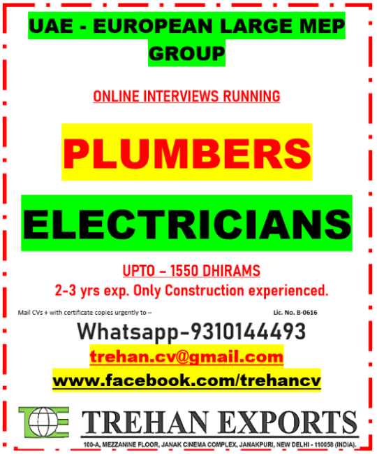 PLUMBERS - ELECTRICIANS