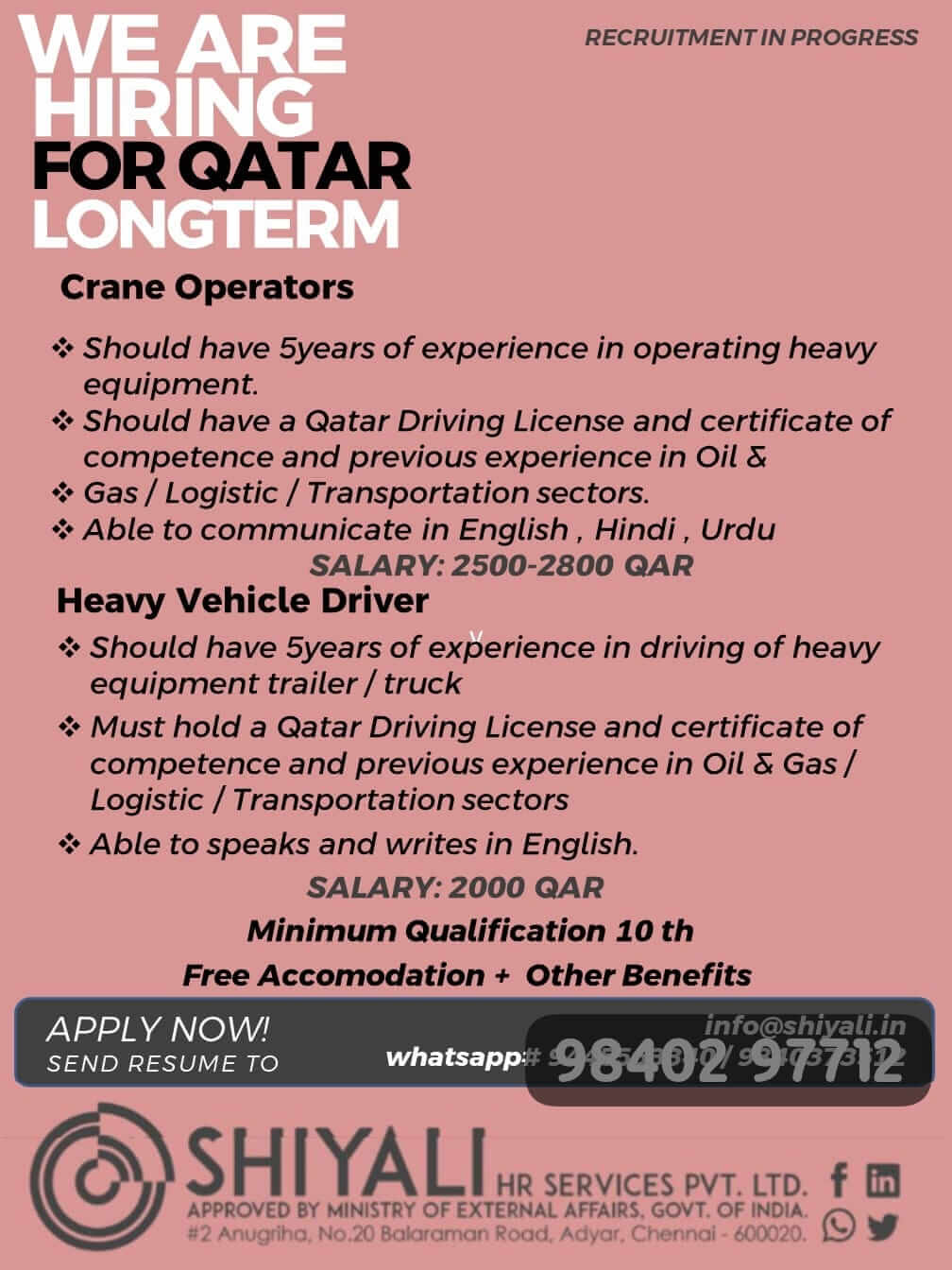 Crane operators and Heavy Truck drivers Crane operators and Heavy Truck drivers