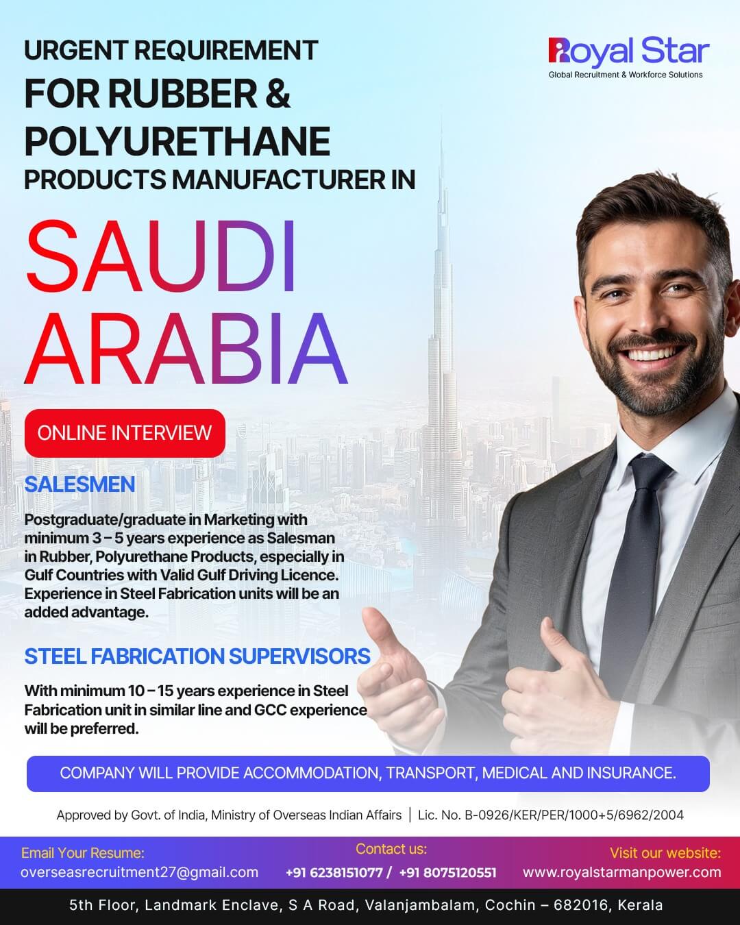 SALESMEN   &  STEEL FABRICATION SUPERVISOR