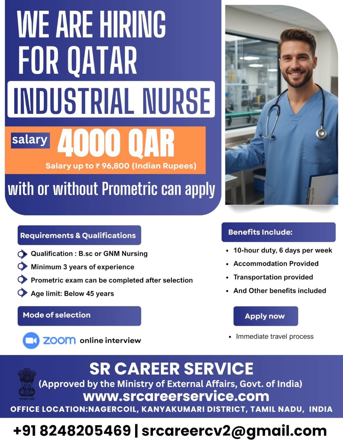 We Are Hiring – Industrial Nurses for Qatar We Are Hiring – Industrial Nurses for Qatar