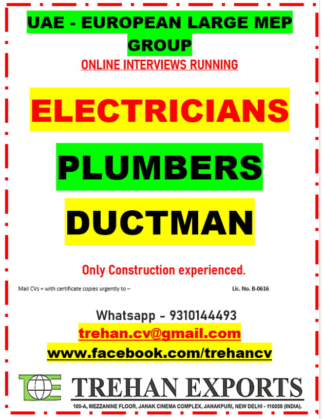 ELECTRICIANS - PLUMBERS - DUCTMAN