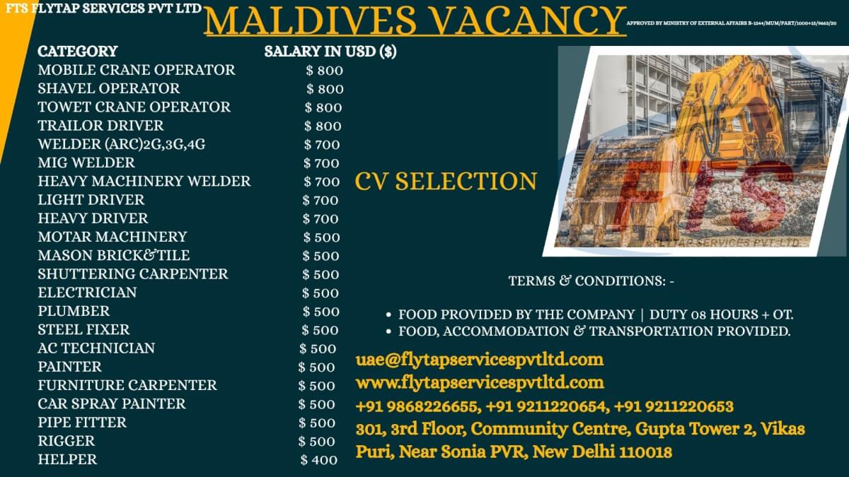 ? MALDIVES Urgent Hiring 2025 – CV Selection Only | High-Salary Skilled & Unskilled Jobs ? ? MALDIVES Urgent Hiring 2025 – CV Selection Only | High-Salary Skilled & Unskilled Jobs ?