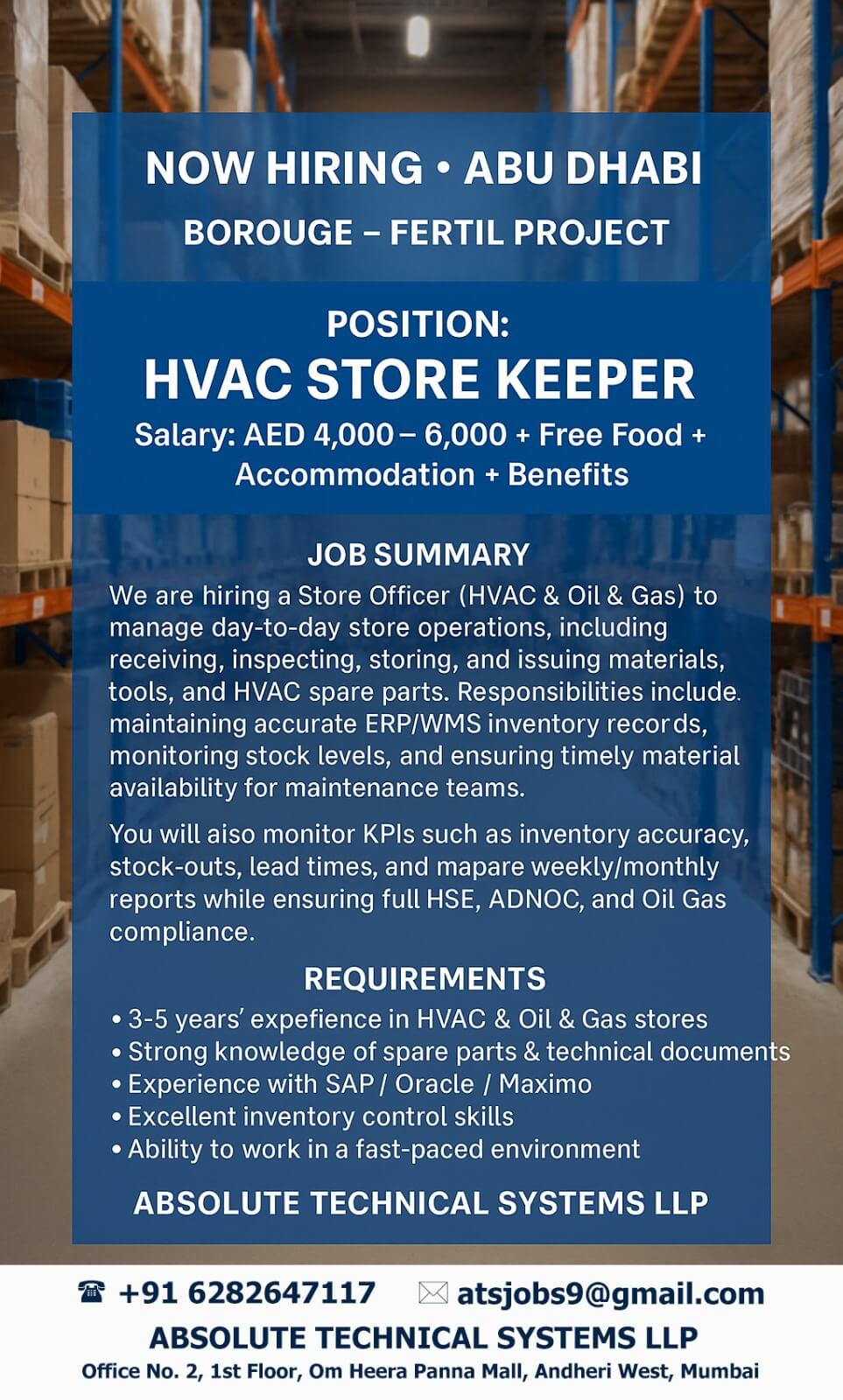 HVAC Store Keeper HVAC Store Keeper