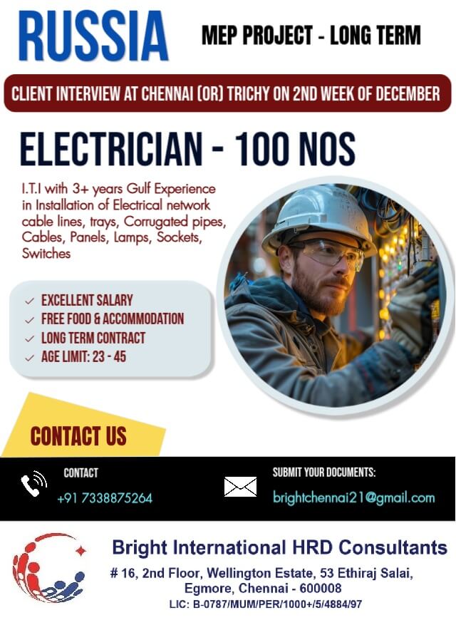 LEADING CONSTRUCTION COMPANY REQUIRES FOR RUSSIA