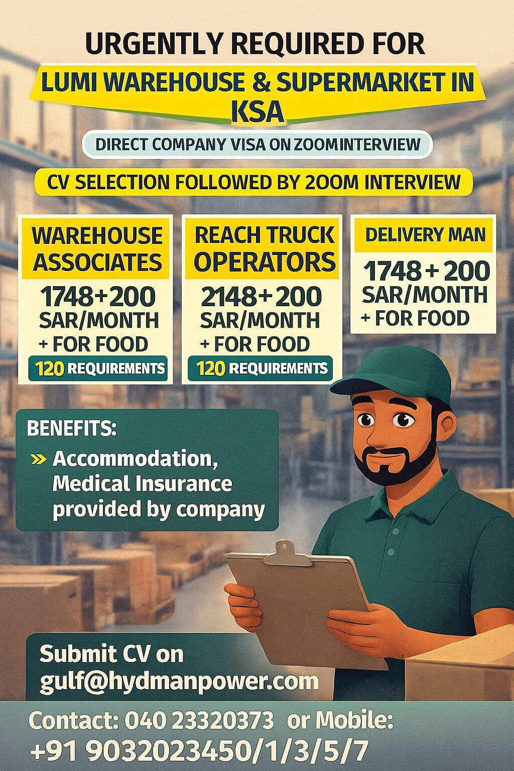 Urgent Hiring for Lumi Warehouse & Supermarket in Saudi Arabia