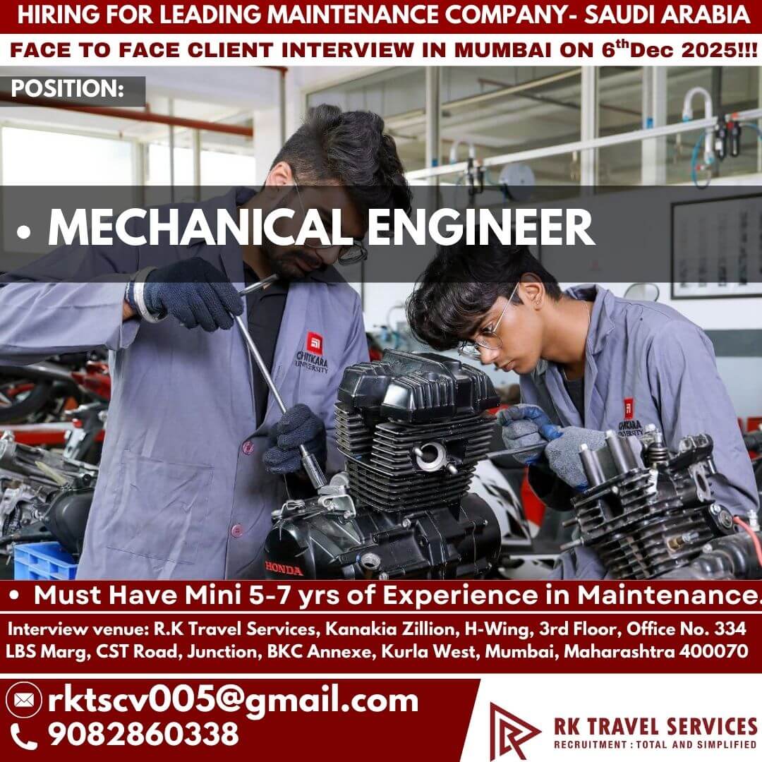 HIRING FOR LEADING MAINTENANCE COMPANY- SAUDI ARABIA