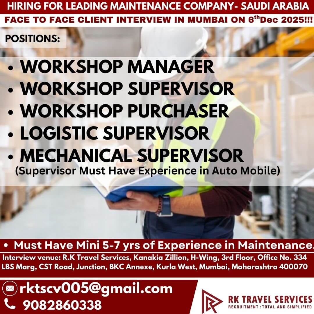 HIRING FOR LEADING MAINTENANCE COMPANY- SAUDI ARABIA