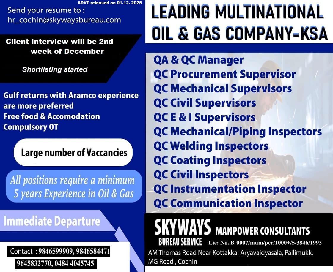 QC Inspectors & Supervisors QC Inspectors & Supervisors