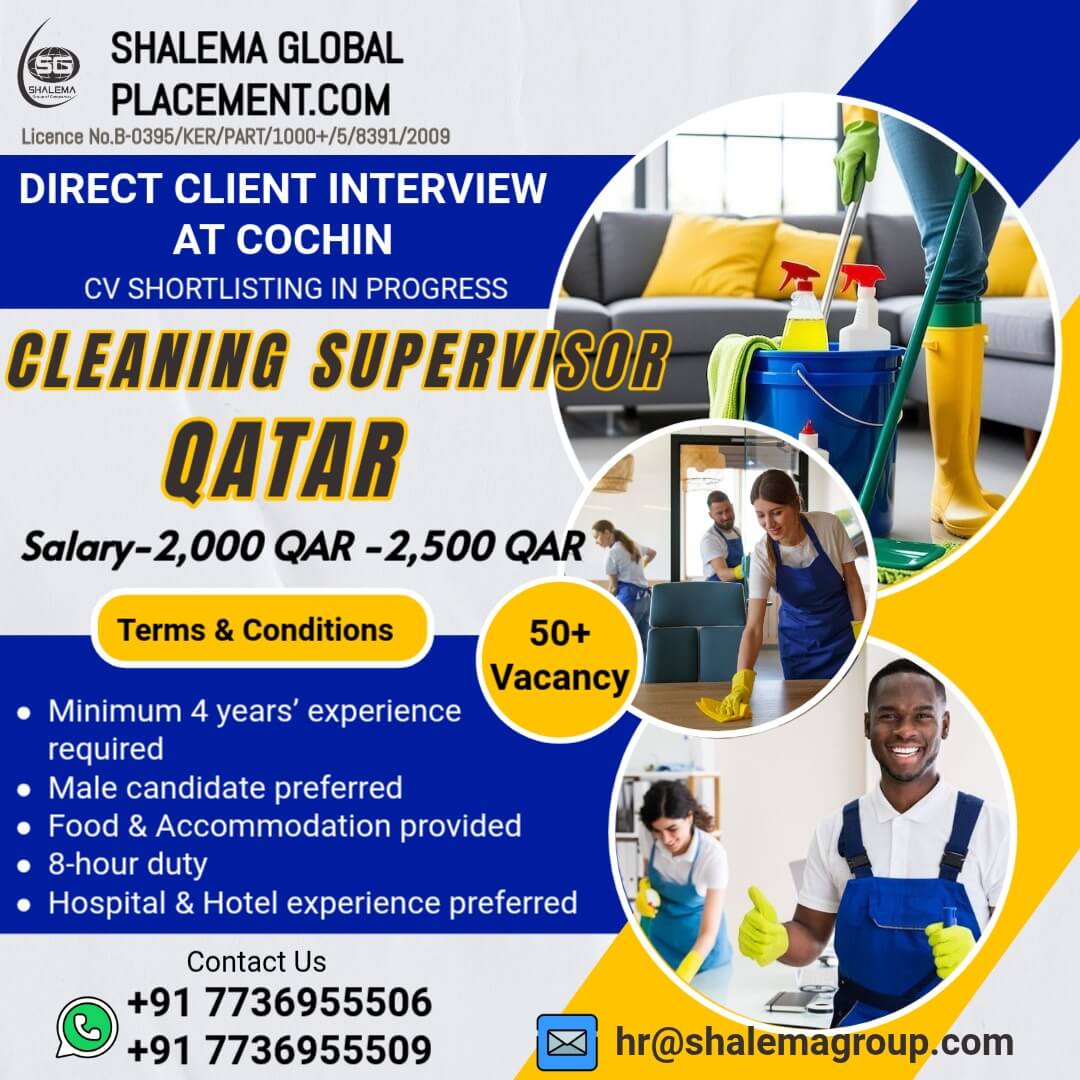 Cleaning Supervisor to Qatar Cleaning Supervisor to Qatar