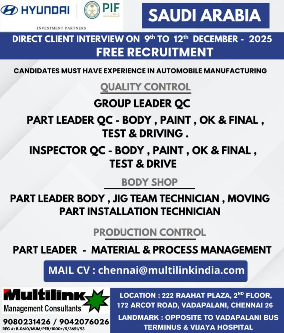 QC-BODY, PAINT, OK&FINAL, TEST&DRIVE / PRODUCTION CONTROL MATERIAL & PROCESS MANAGEMENT / BODY SHOP-PART LEADER BODY, JIG TEAM TECHNICIANS, MOVING PARTINSTALLATION TECHNICIANS