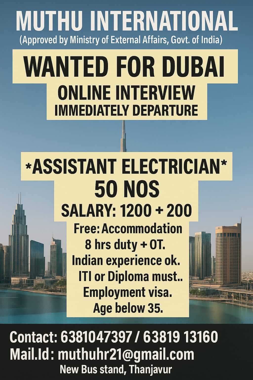 WANTED FOR DUBAI