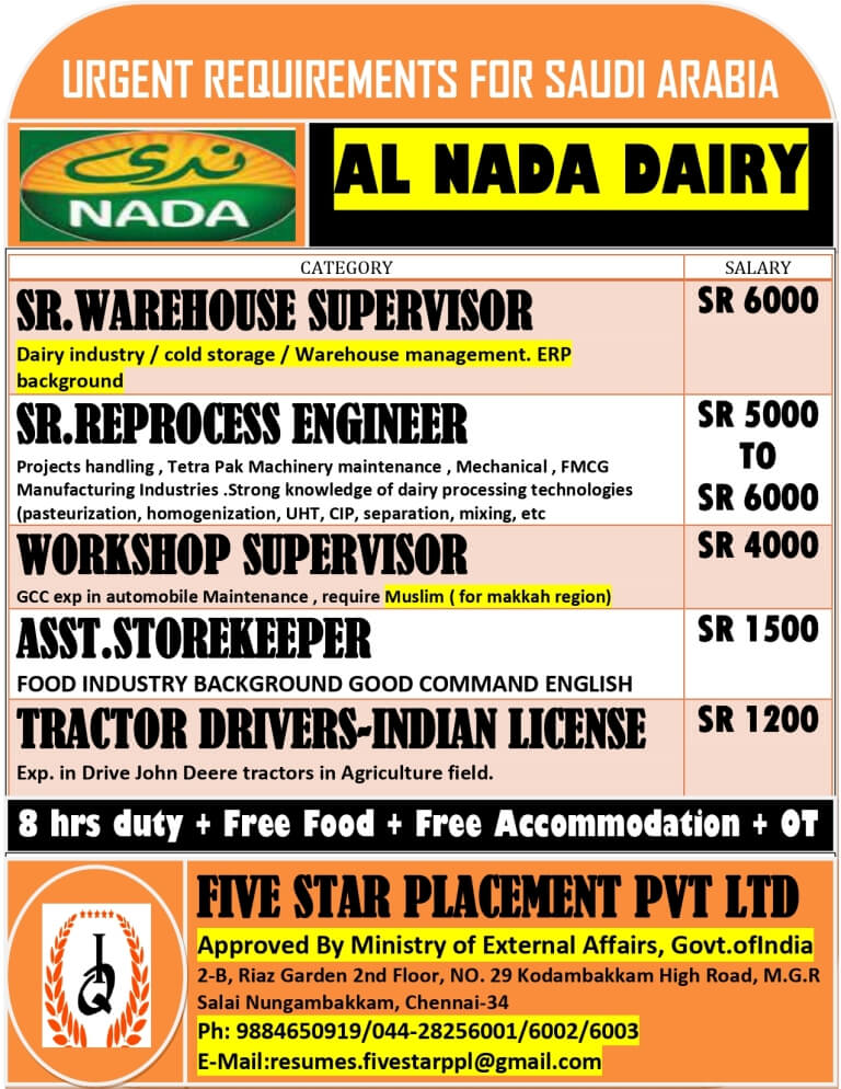 URGENT REQUIREMENT FOR SAUDI ARABIA URGENT REQUIREMENT FOR SAUDI ARABIA