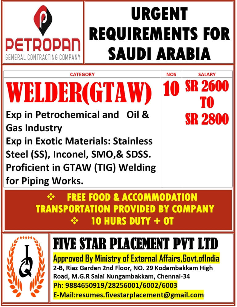 URGENT REQUIREMENT FOR SAUDI ARABIA URGENT REQUIREMENT FOR SAUDI ARABIA