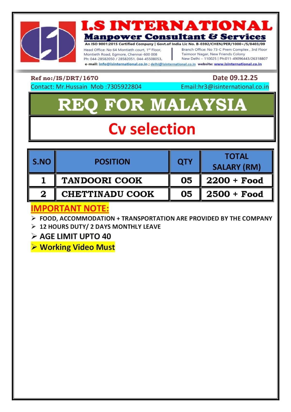 Hiring for Malaysia Hiring for Malaysia