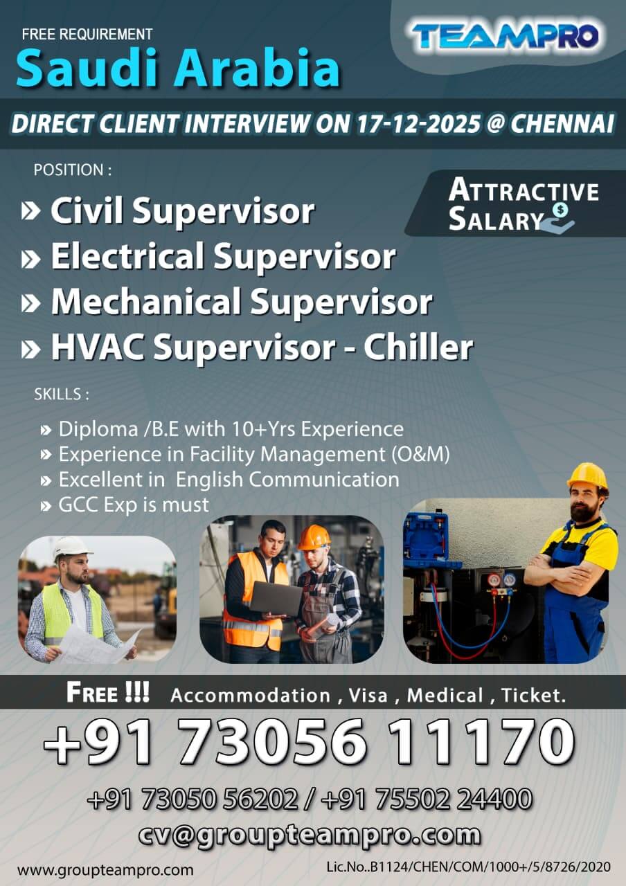 Direct Client Interview on 17-12-2025 in Chennai