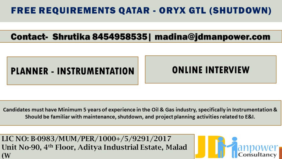 FREE REQUIRMENT FOR QATAR SHUTDOWN PROJECT - ONLINE INTERVIEW