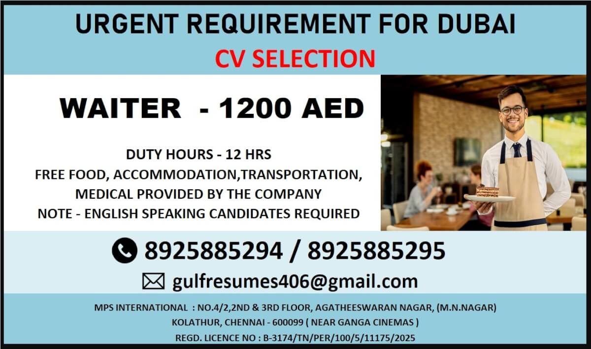 URGENT REQUIREMENT FOR DUBAI CV SELECTIONS URGENT REQUIREMENT FOR DUBAI CV SELECTIONS