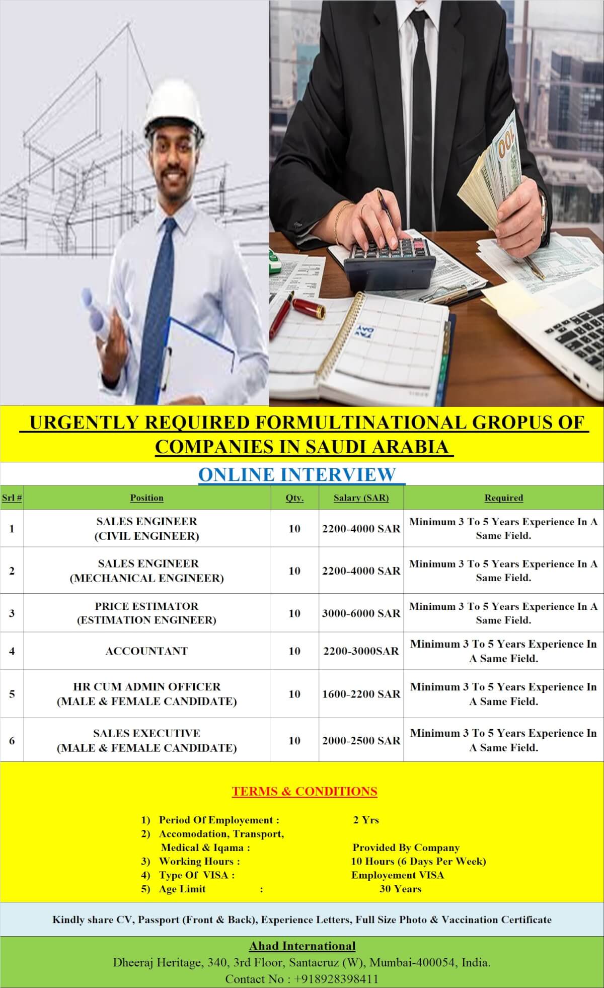 URGENTLY REQUIRED FOR MULTINATIONAL GRUOPS OF COMPANIES IN K.S.A. URGENTLY REQUIRED FOR MULTINATIONAL GRUOPS OF COMPANIES IN K.S.A.