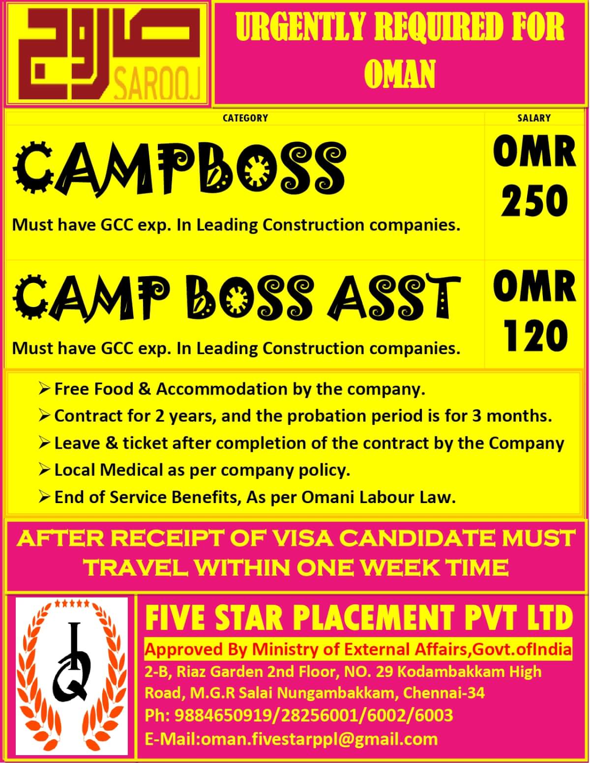 URGENT REQUIREMENT FOR OMAN