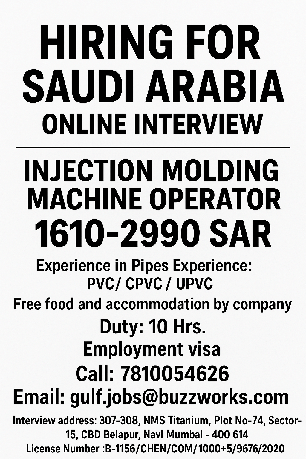 Hiring for Saudi Arabia Hiring for Saudi Arabia