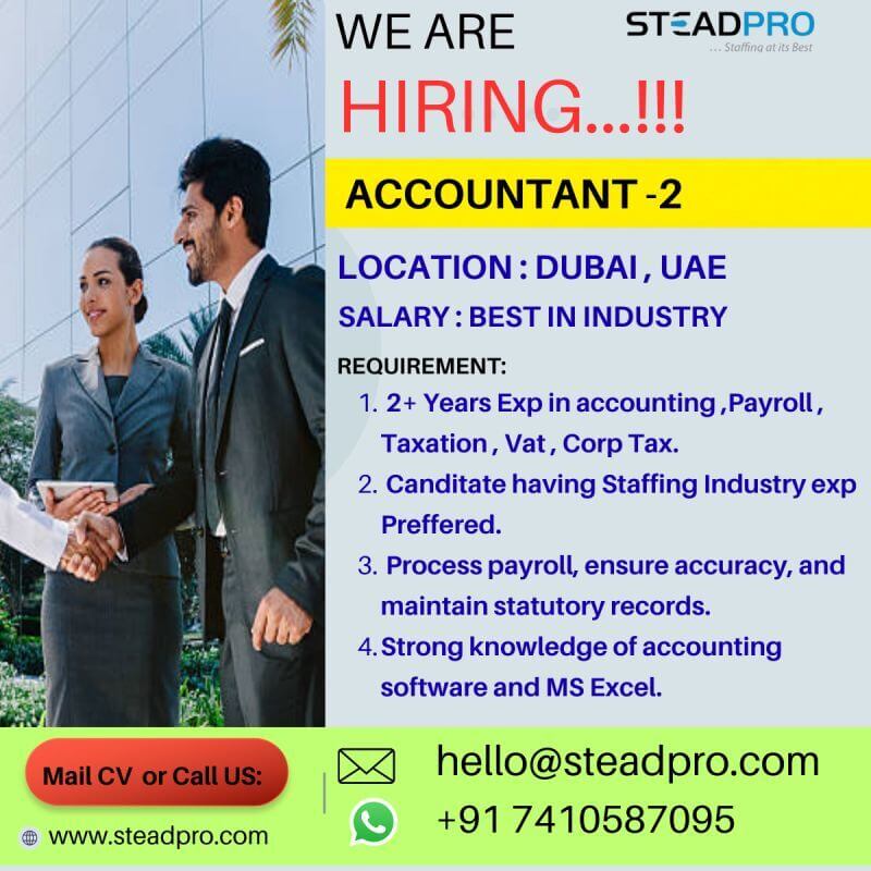 Hiring Accountant for Dubai Salary No Bar