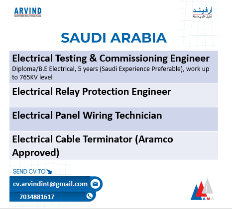 Urgent Requirement for Saudi Arabia