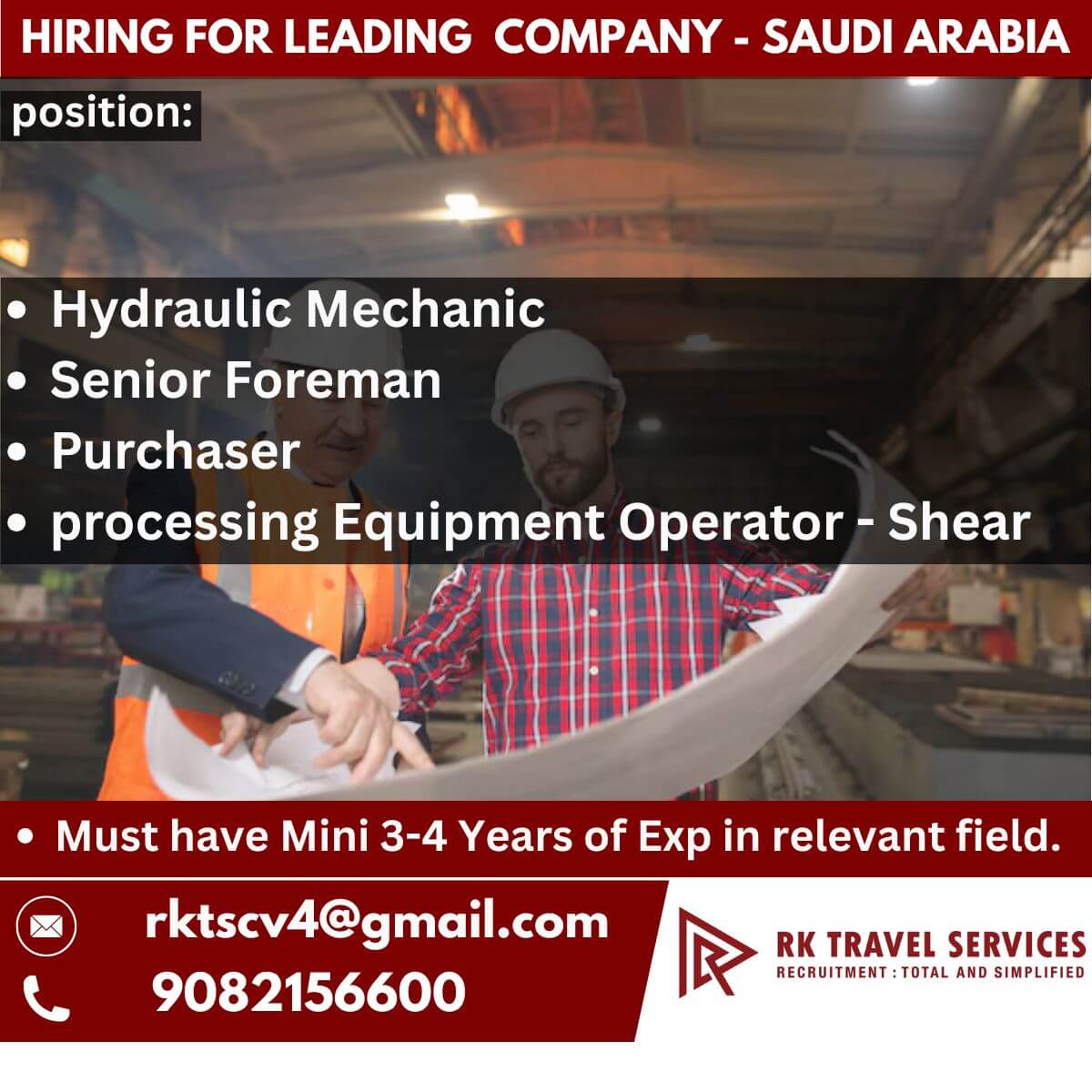 Hiring for leading company -Saudi arabia