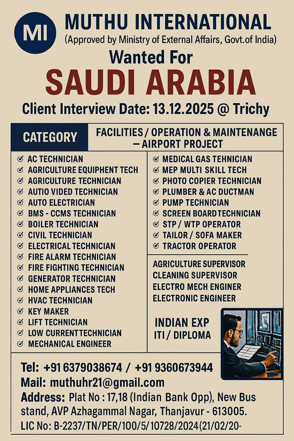WANTED FOR SAUDI ARABIA WANTED FOR SAUDI ARABIA