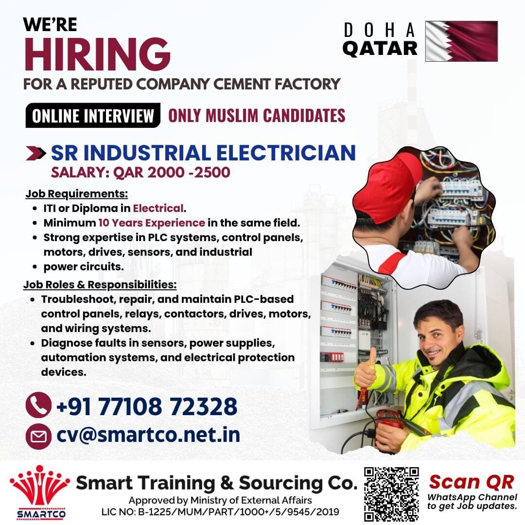 URGENTLY REQUIRED FOR QATAR (ONLY MUSLIM) FOR A REPUTED COMPANY CEMENT FACTORY URGENTLY REQUIRED FOR QATAR (ONLY MUSLIM) FOR A REPUTED COMPANY CEMENT FACTORY