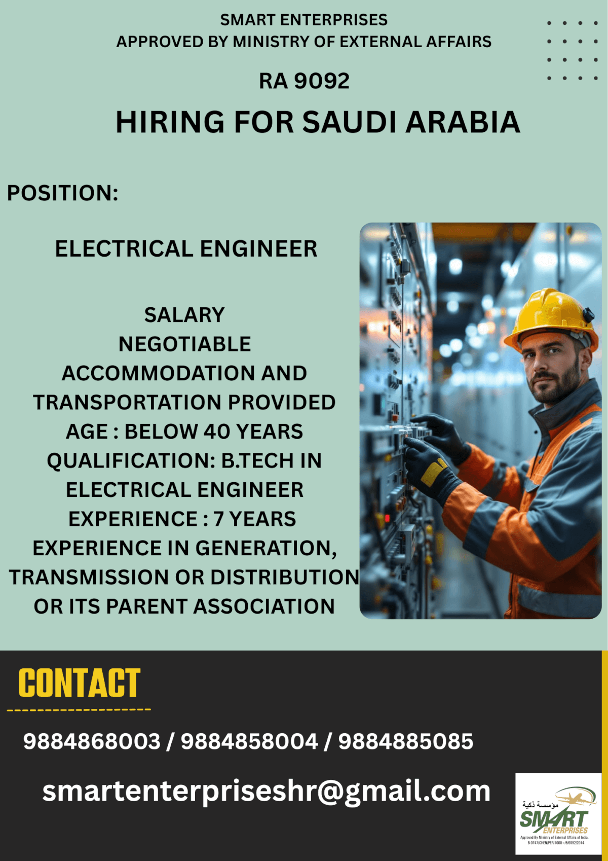 URGENT REQUIREMENT FOR SAUDI ARABIA