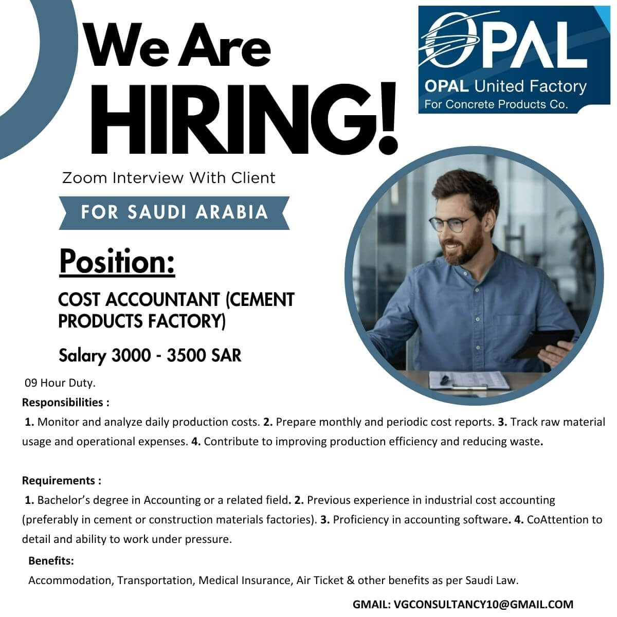URGENT REQUIREMENT FOR SAUDI ARABIA COST ACCOUNTANT