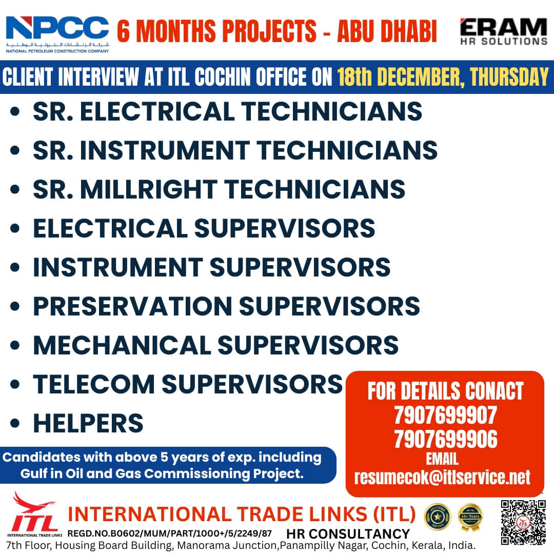 TECHNICIANS FOR OIL AND GAS COMMISSIONING PROJECT TECHNICIANS FOR OIL AND GAS COMMISSIONING PROJECT