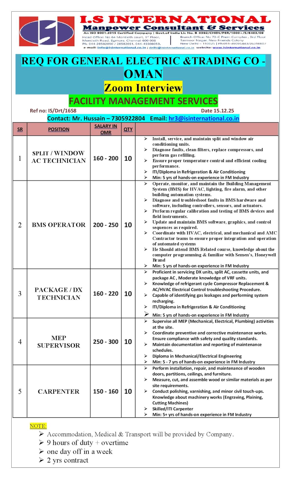 Hiring for Oman Hiring for Oman