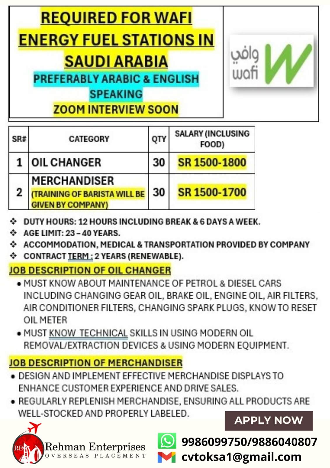 REQUIRED FOR WAFI ENERGY FUEL STATIONS IN SAUDI ARABIA-ZOOM INTERVIEW REQUIRED FOR WAFI ENERGY FUEL STATIONS IN SAUDI ARABIA-ZOOM INTERVIEW