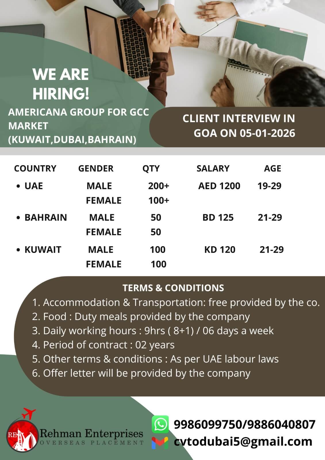 HIRING FOR AMERICANA GROUP IN GCC HIRING FOR AMERICANA GROUP IN GCC