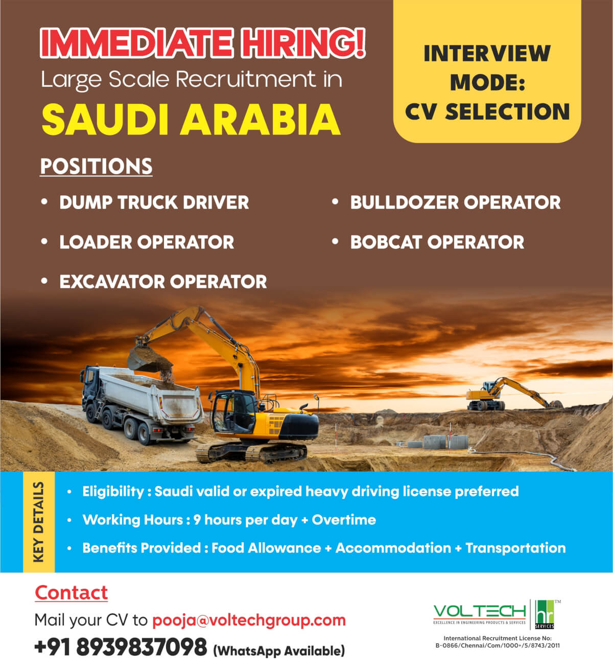Immediate Opening for Heavy Equipment Operator @ KSA