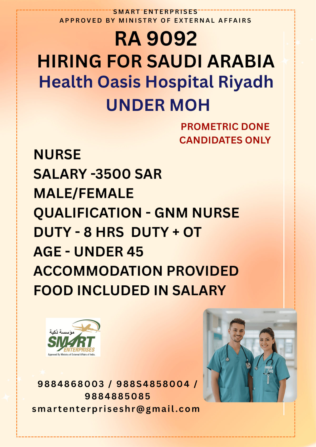 HIRING FOR SAUDI ARABIA