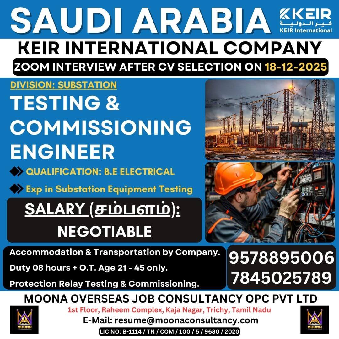 TESTING AND COMMISSIONING ENGINEER VACANCY