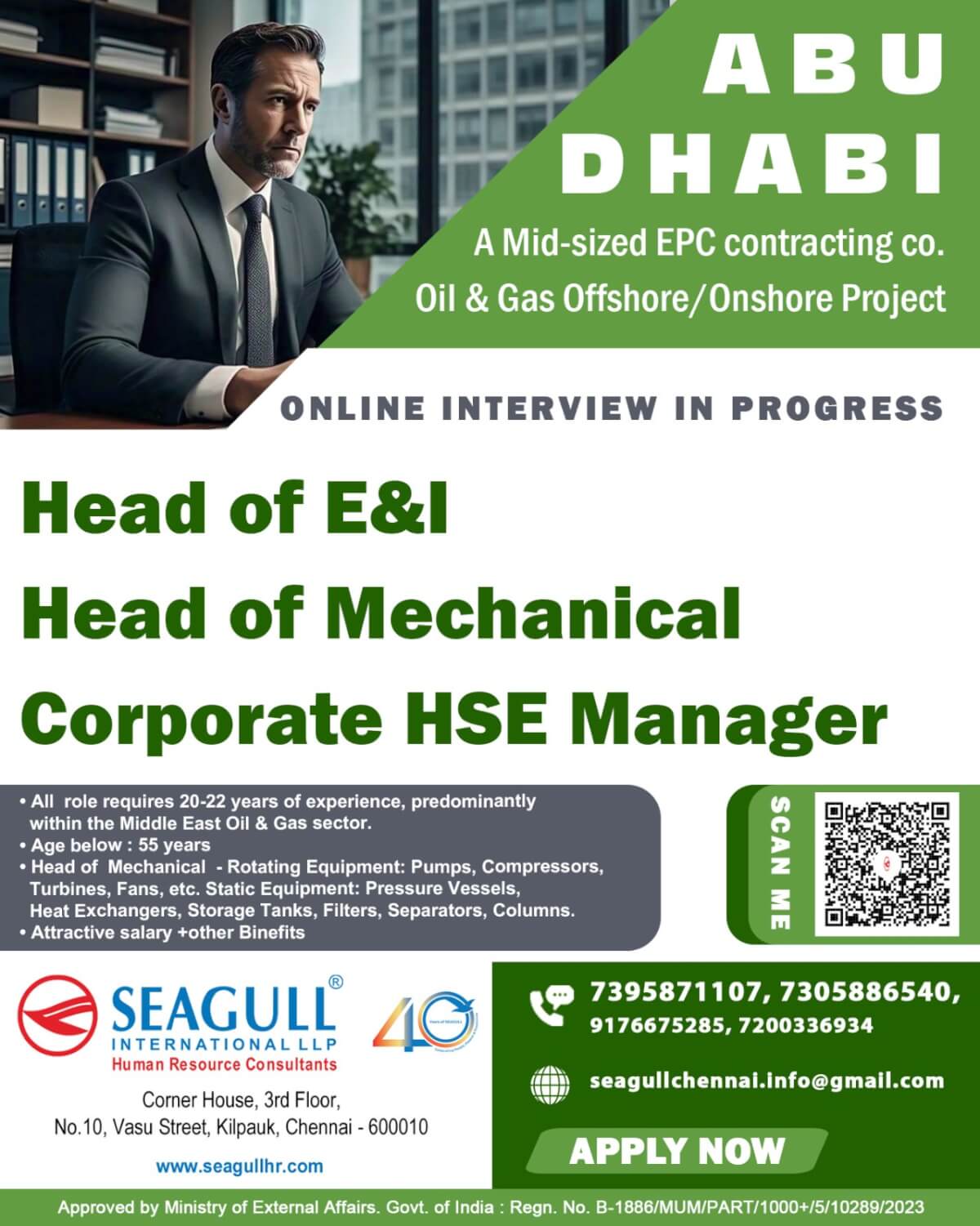 REQUIREMENTS FOR OIL & GAS OFFSHORE & ON SHORE PROJECT AT ABU DHABI