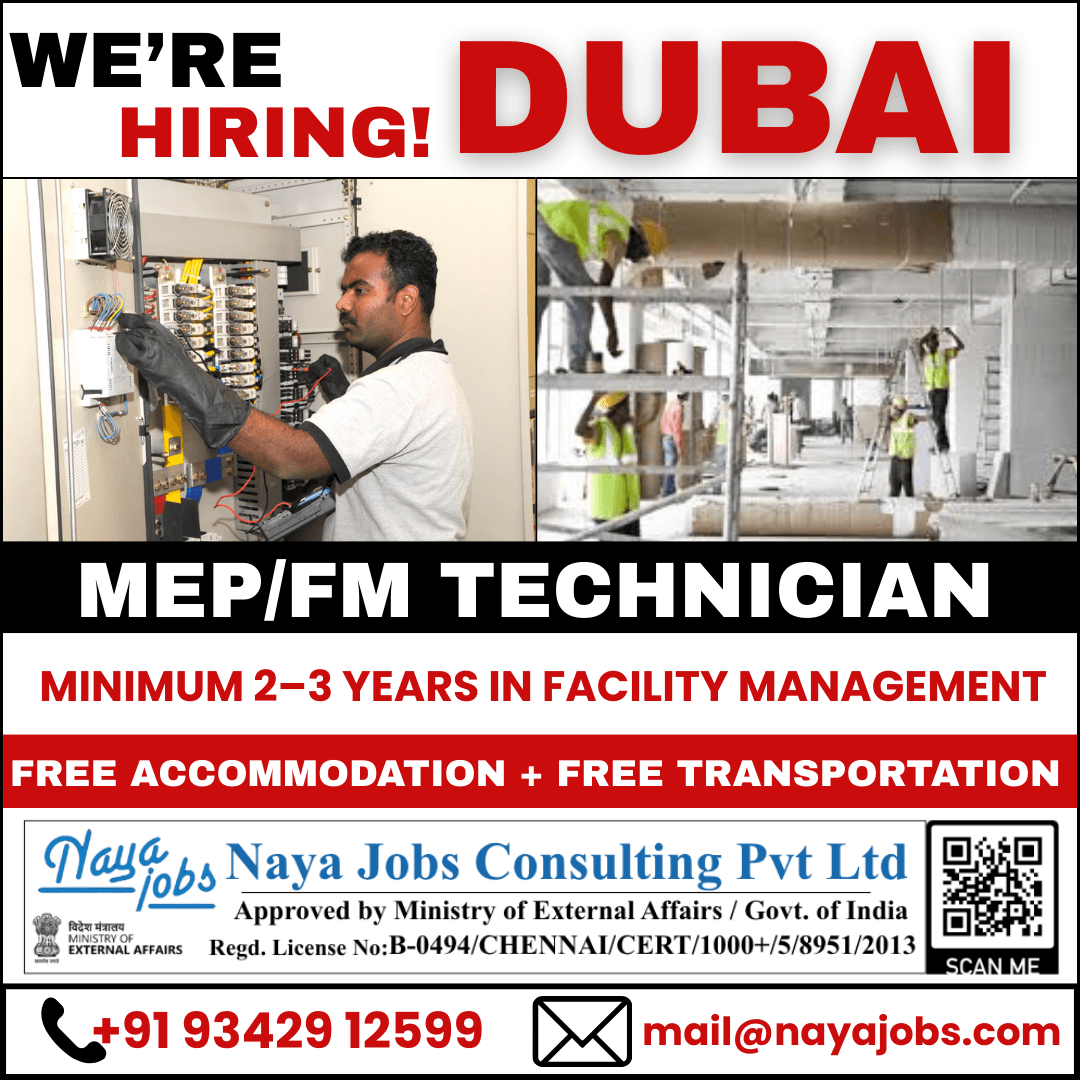 Hiring for MEP Technician and Security officer job